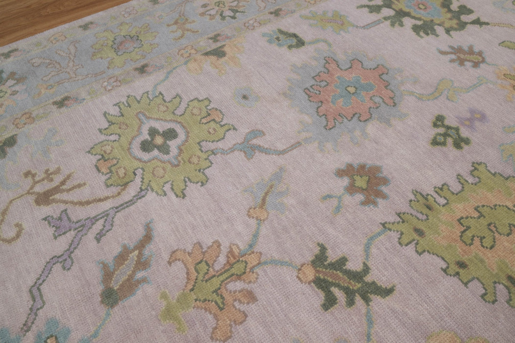 Levanta Hand-Knotted Oushak Indian Wool Rug -  Lilac, Aquamarine, Blossom and Pear