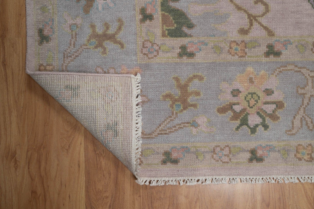 Levanta Hand-Knotted Oushak Indian Wool Rug -  Lilac, Aquamarine, Blossom and Pear