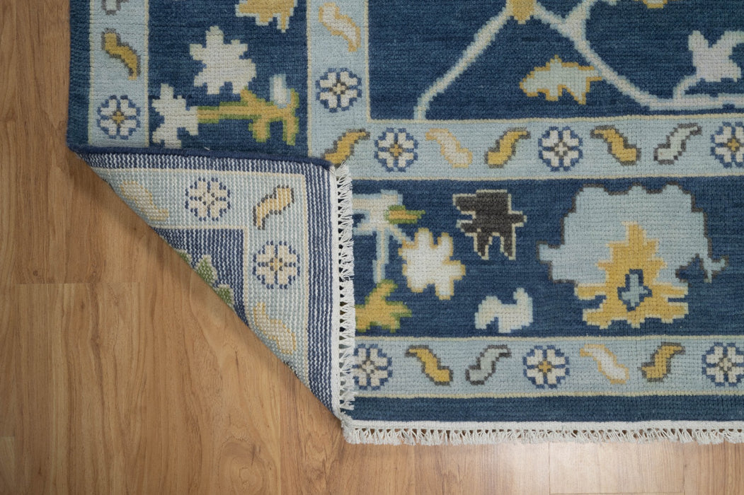 Aylin Hand-Knotted Indian Oushak Wool Rug - Indigo, Sapphire,Teak, Ivory and Basil