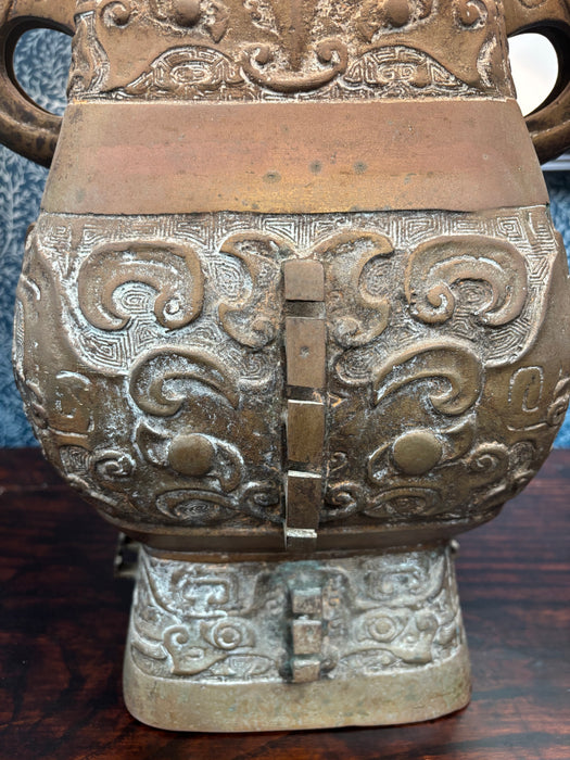Vintage Chinese Mythological Bronze Lamp Base (Pair Available)