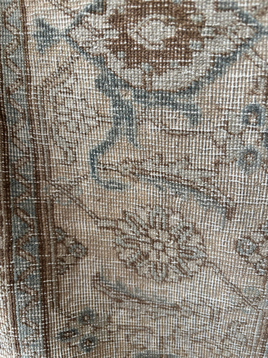 Antique Super-Fine Persian Sanandaj Rug from Kurdistan - Sand and Aquamarine Tones - 248cm x 310cm