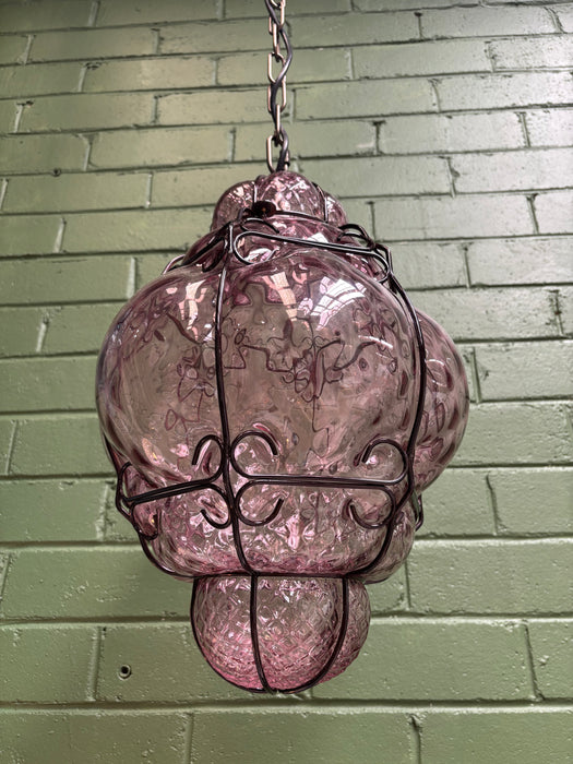 Lilac Vintage Style Venetian Murano Blown Glass Pendant Lantern