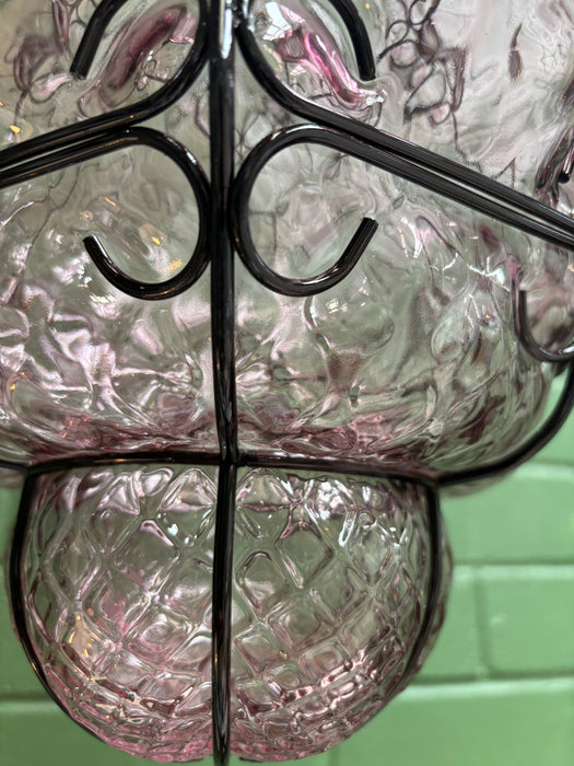 Lilac Vintage Style Venetian Murano Blown Glass Pendant Lantern