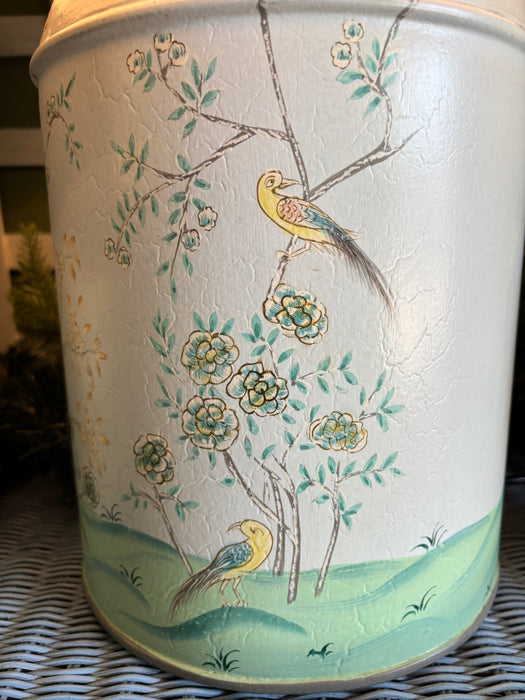 Vintage Aquamarine Hand-Painted Toleware Lamp Base