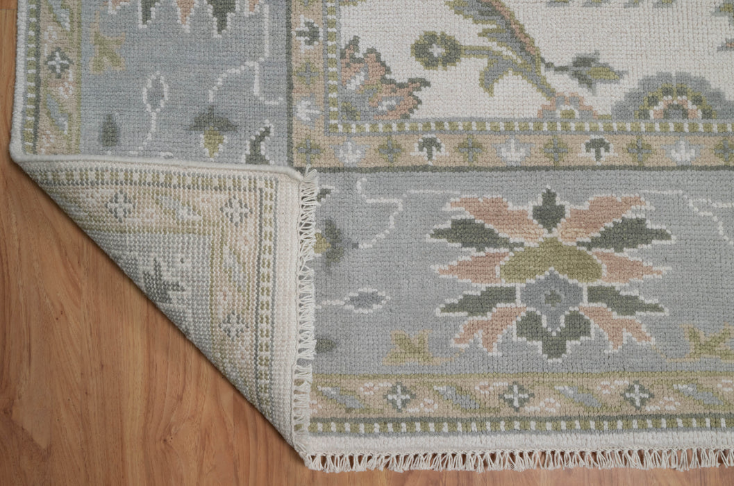 Kaya Hand-Knotted Indian Oushak Wool Rug - Ivory, Dove, Basil and Almond