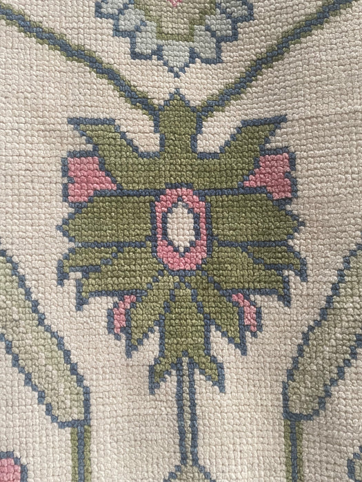 Lunara Hand-Knotted Indian Oushak Wool Rug - Ivory, Pink, Sapphire and Basil