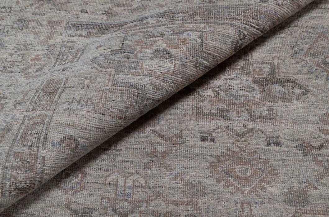 Dharti Vintage Inspired Super-Fine Indian Wool Rug - Stone, Sapphire and Sand