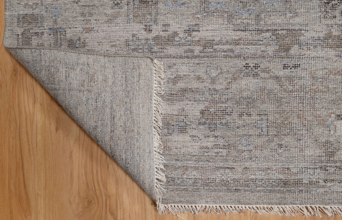 Dharti Vintage Inspired Super-Fine Indian Wool Rug - Stone, Sapphire and Sand