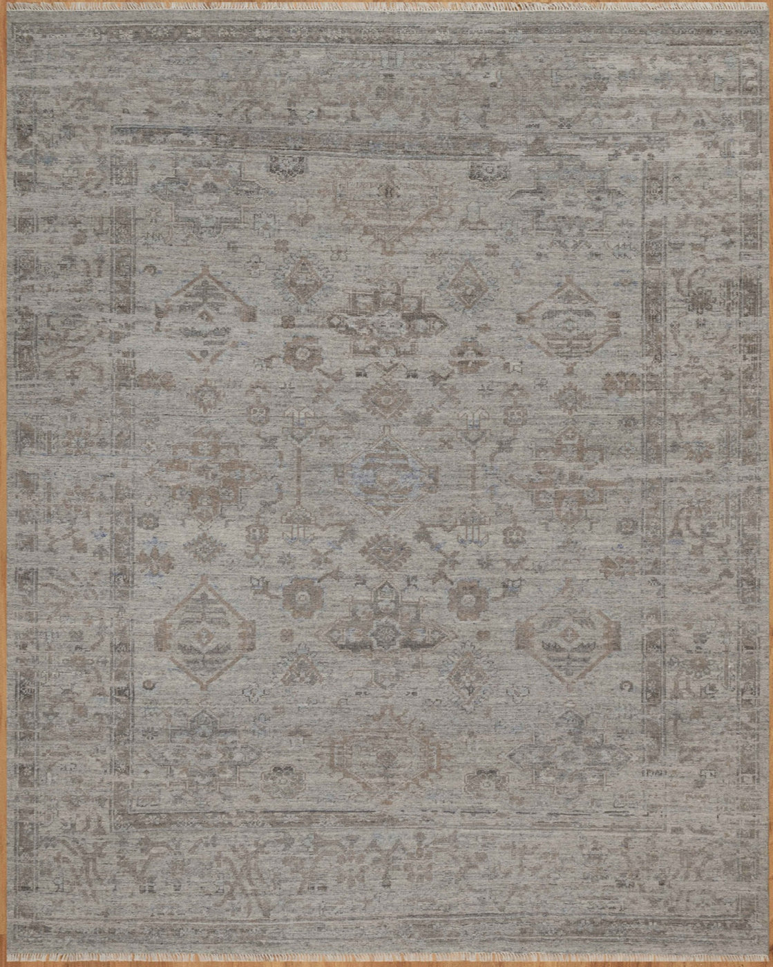 Dharti Vintage Inspired Super-Fine Indian Wool Rug - Stone, Sapphire a ...