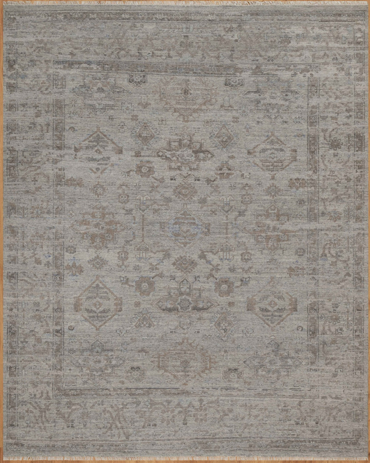 Dharti Vintage Inspired Super-Fine Indian Wool Rug - Stone, Sapphire a ...