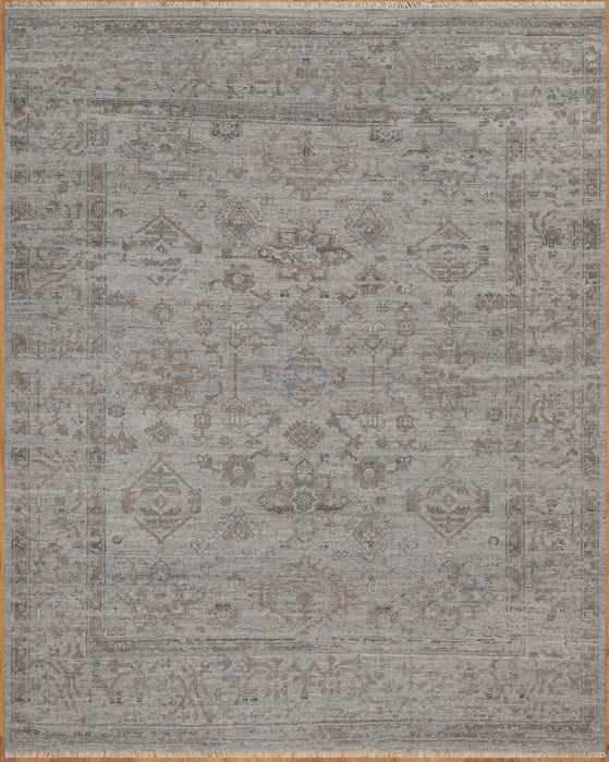Dharti Vintage Inspired Super-Fine Indian Wool Rug - Stone, Sapphire and Sand
