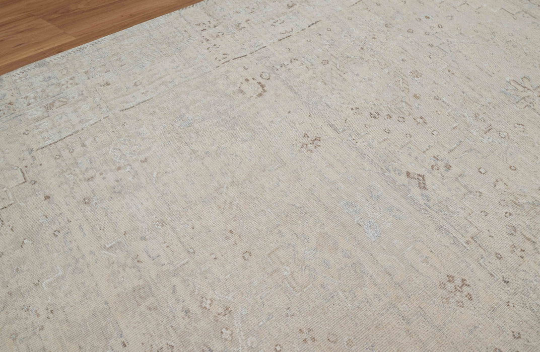Roshanee Vintage Inspired Super-Fine Indian Wool Rug - Ivory, Dove and Nutmeg