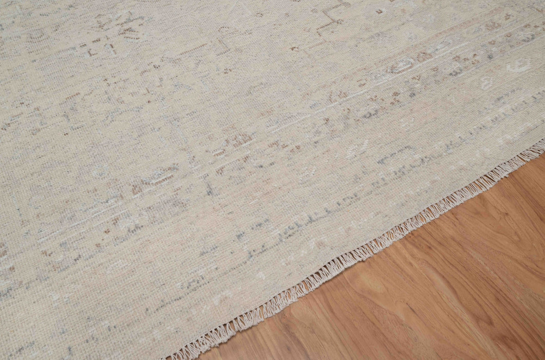 Roshanee Vintage Inspired Super-Fine Indian Wool Rug - Ivory, Dove and Nutmeg