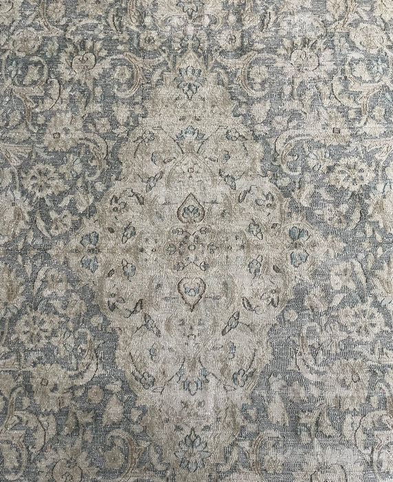 Vintage Persian Kerman Wool Rug - Teal Blue and Sage - 239 x 348cm