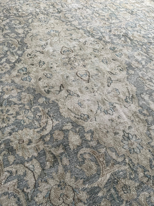 Vintage Persian Kerman Wool Rug - Teal Blue and Sage - 239 x 348cm