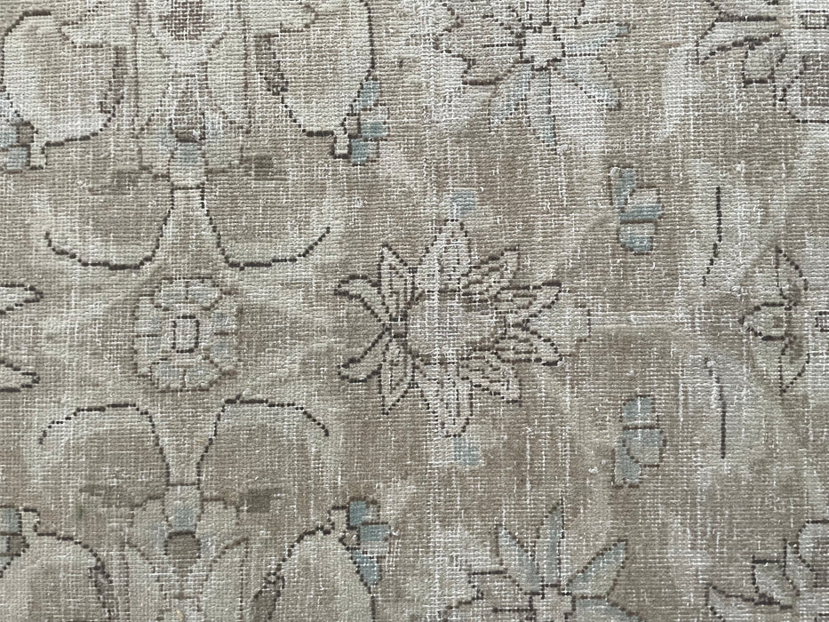 Vintage Persian Tabriz Wool Rug - Beige and Chocolate with Hints of Pastel Aqua, Pink and Green - 296 x 384cm