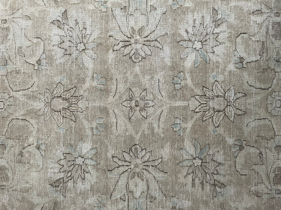 Vintage Persian Tabriz Wool Rug - Beige and Chocolate with Hints of Pastel Aqua, Pink and Green - 296 x 384cm