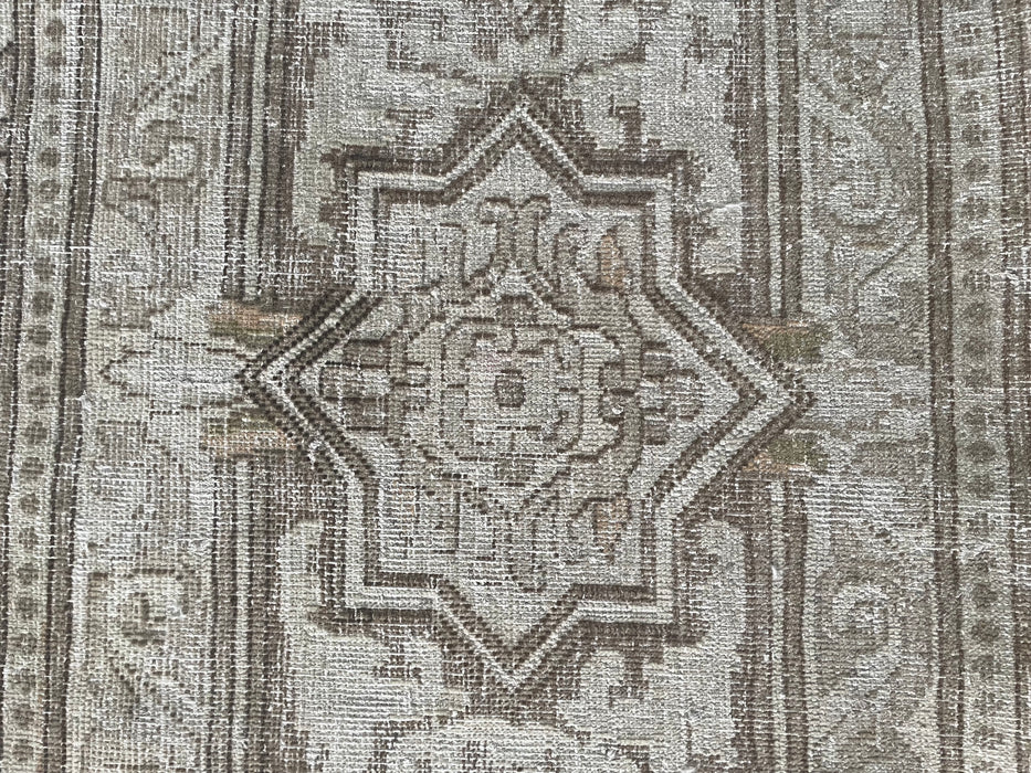 Vintage Persian Tabriz Wool Rug - Beige and Chocolate with Hints of Pastel Aqua, Pink and Green - 296 x 384cm
