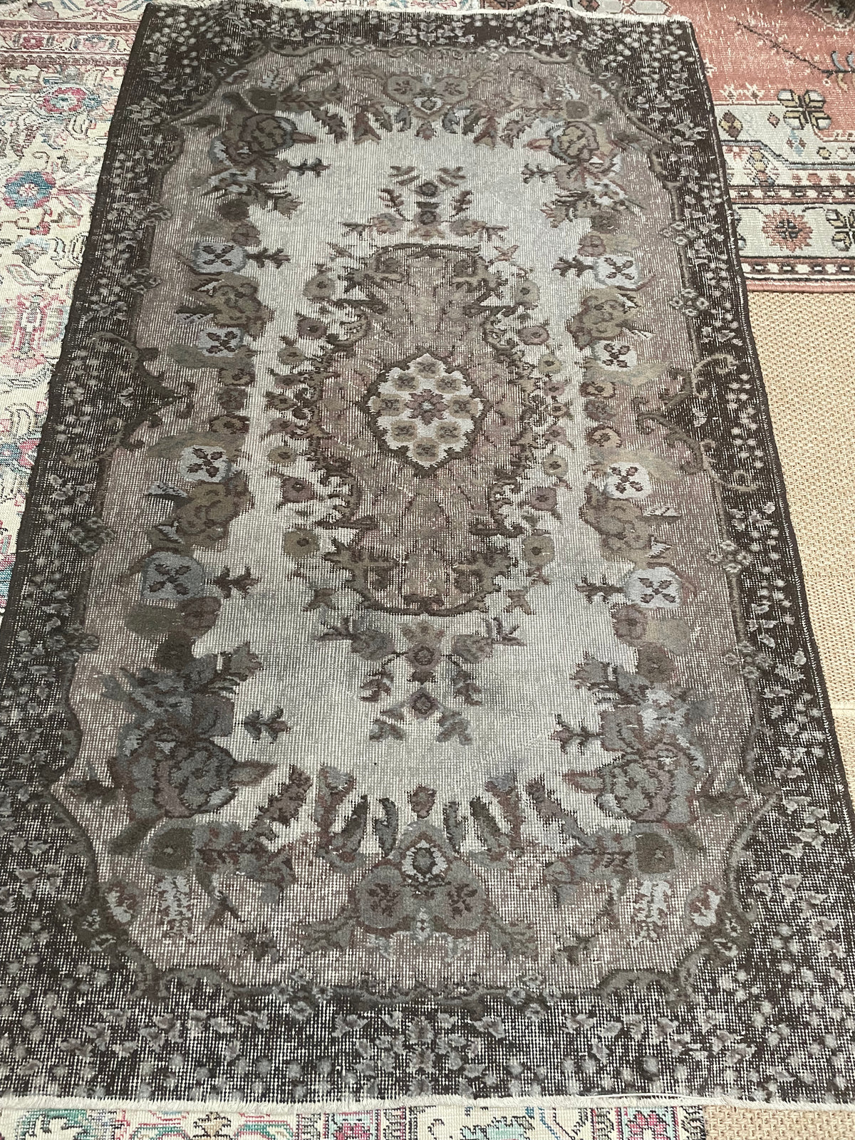 Vintage Turkish Rug - Dusky Mauve, Sage and Aquamarine - 120 x 205cm ...
