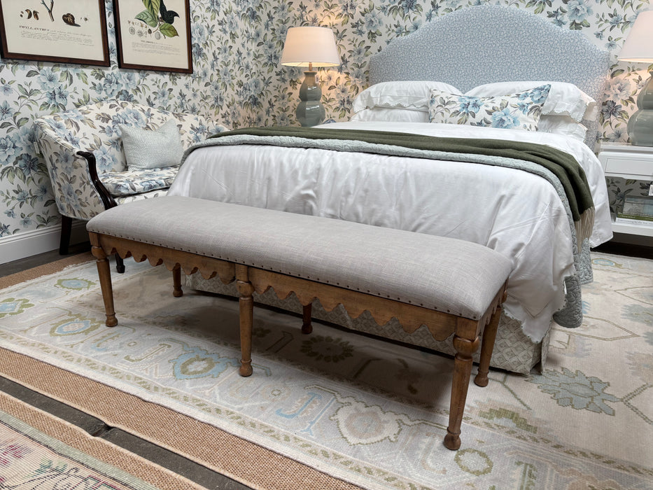 Scallop Timber and Grey Belgium Linen Bed Bench