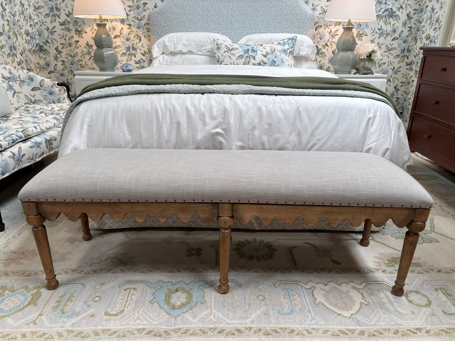 Scallop Timber and Grey Belgium Linen Bed Bench
