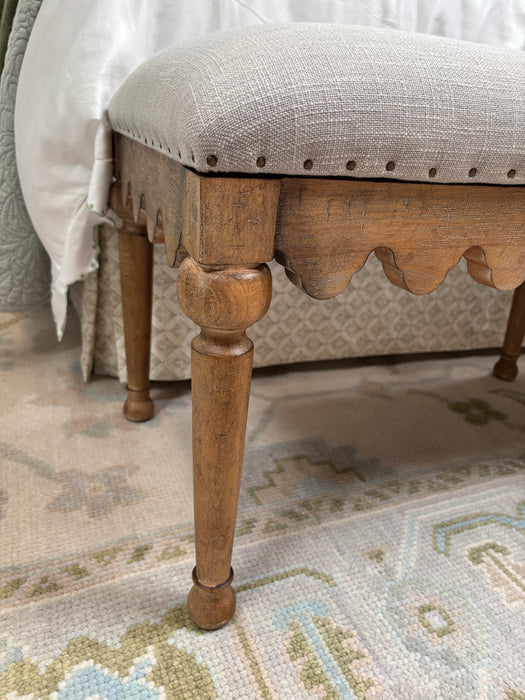Scallop Timber and Grey Belgium Linen Bed Bench