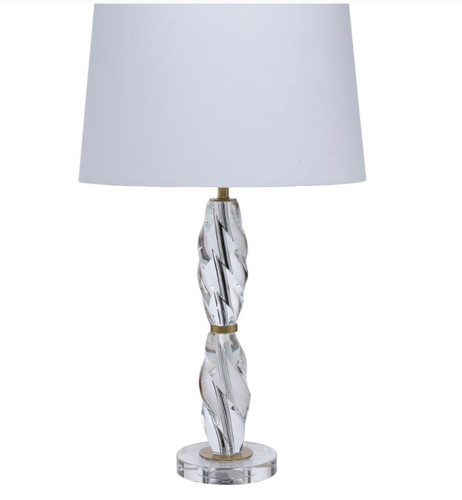 Crystal and Antique Brass Spiral Twist Lamp Base