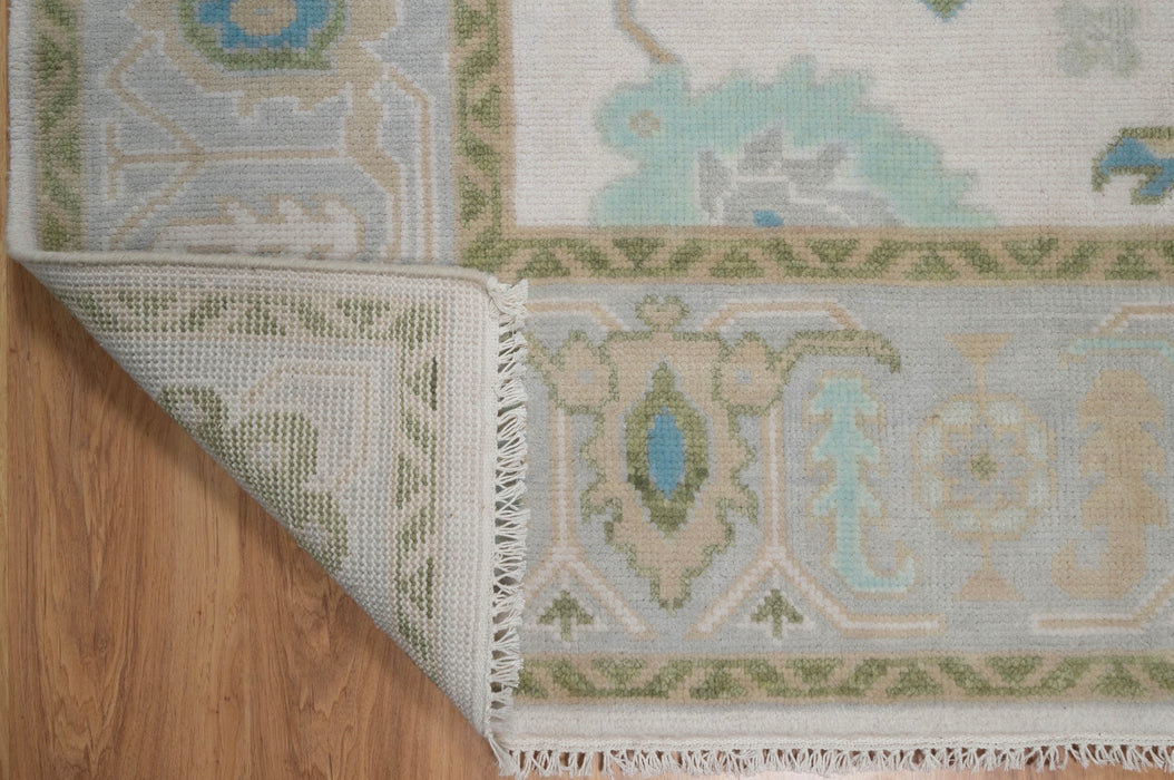 Arda Hand-Knotted Indian Oushak Wool Rug - Ivory, Aquamarine, Turquoise, Dove and Basil