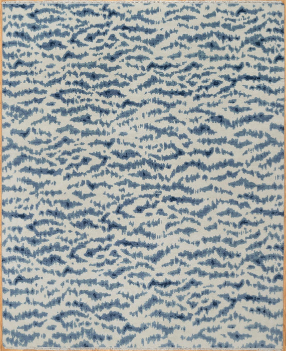 Tiger Indigo Fine Hand-Knotted Indian Wool Rug