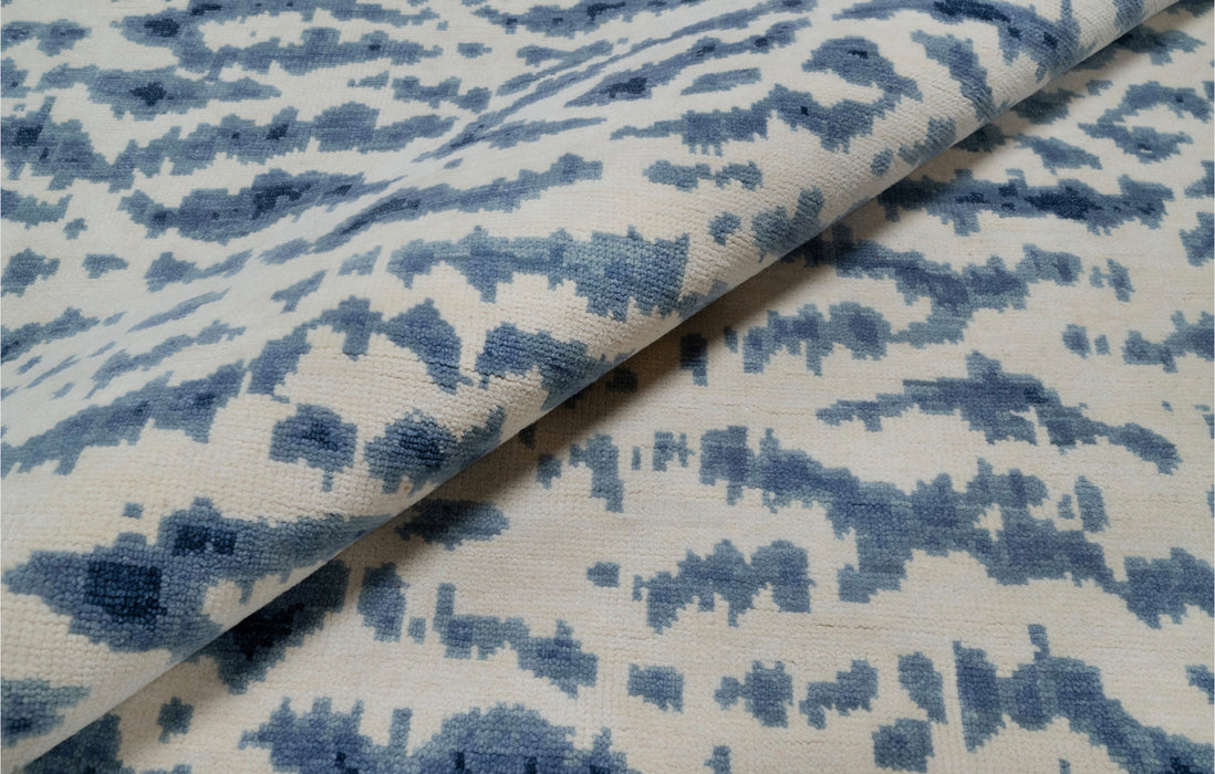 Tiger Indigo Fine Hand-Knotted Indian Wool Rug