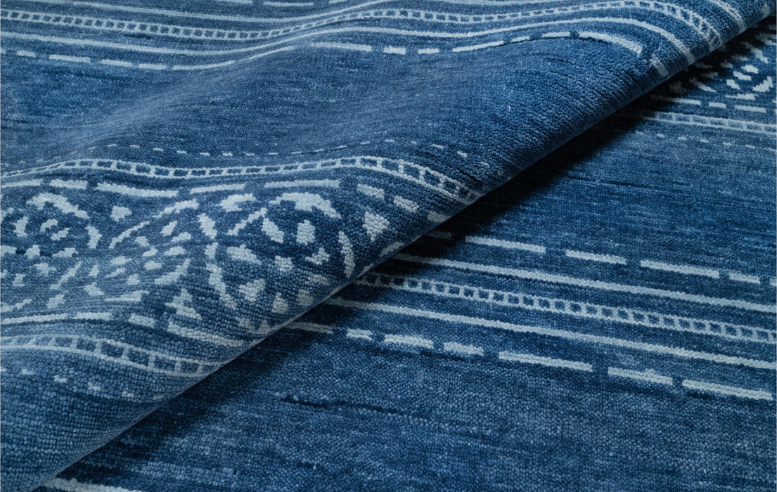 Thera Indigo Fine Hand-Knotted Indian Wool Rug