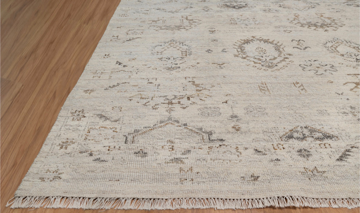 Kashvi Vintage Inspired Super-Fine Indian Wool Rug - Ivory, Dove and Nutmeg