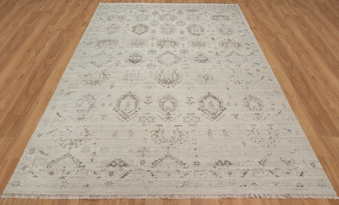 Kashvi Vintage Inspired Super-Fine Indian Wool Rug - Ivory, Dove and Nutmeg