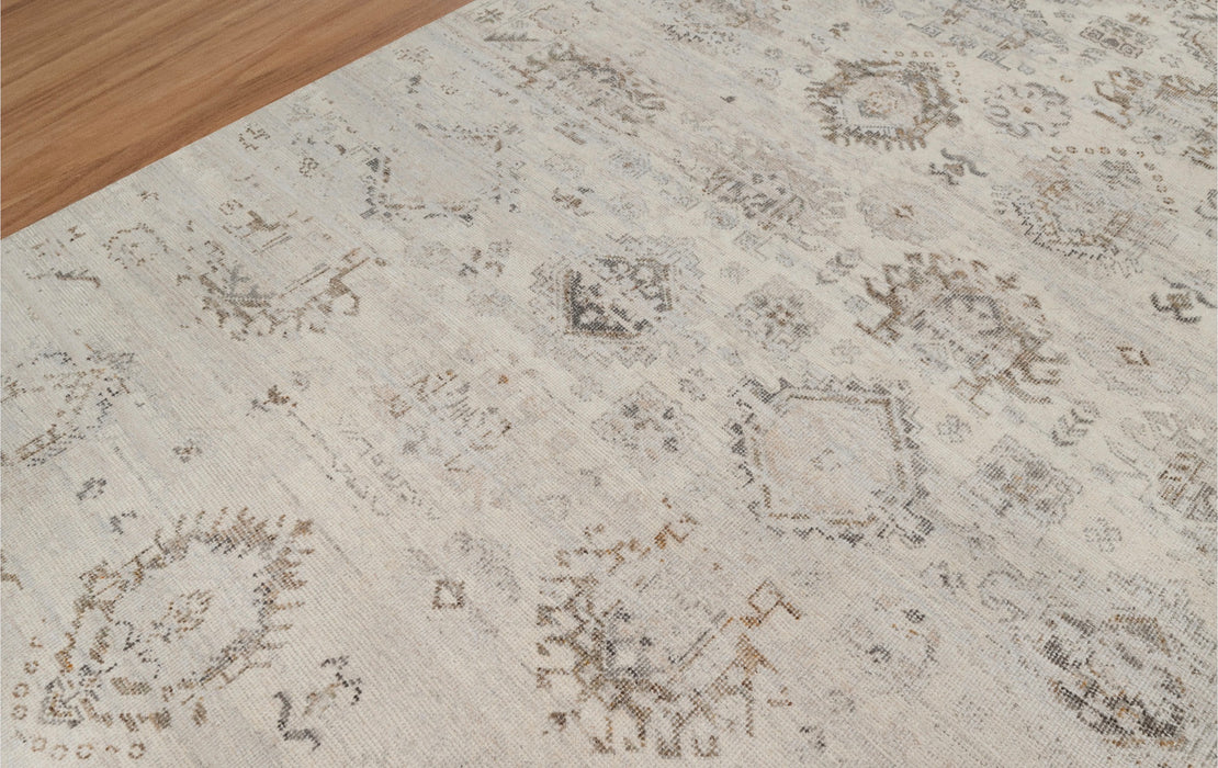 Kashvi Vintage Inspired Super-Fine Indian Wool Rug - Ivory, Dove and Nutmeg