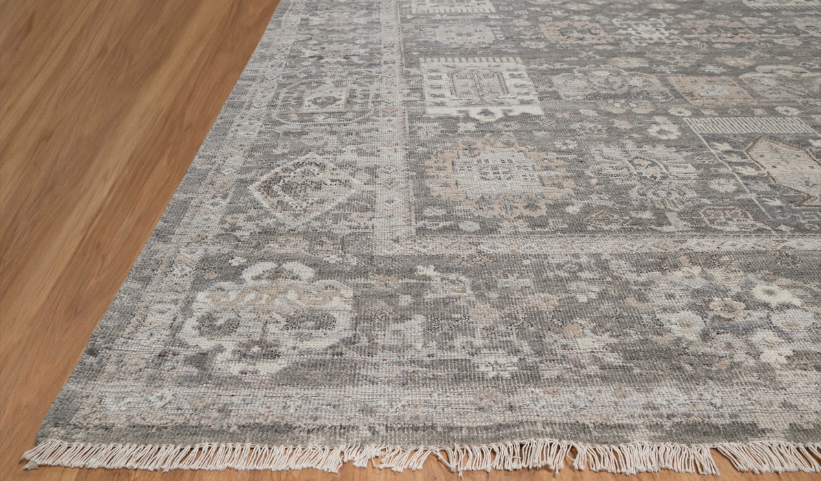 Mira Vintage Inspired Super-Fine Indian Wool Rug - Dove, Stone and Graphite