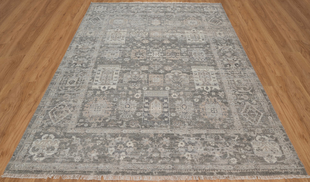 Mira Vintage Inspired Super-Fine Indian Wool Rug - Dove, Stone and Graphite