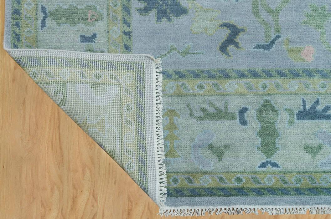 Alara Hand-Knotted Indian Oushak Wool Rug - Periwinkle, Sapphire and Basil