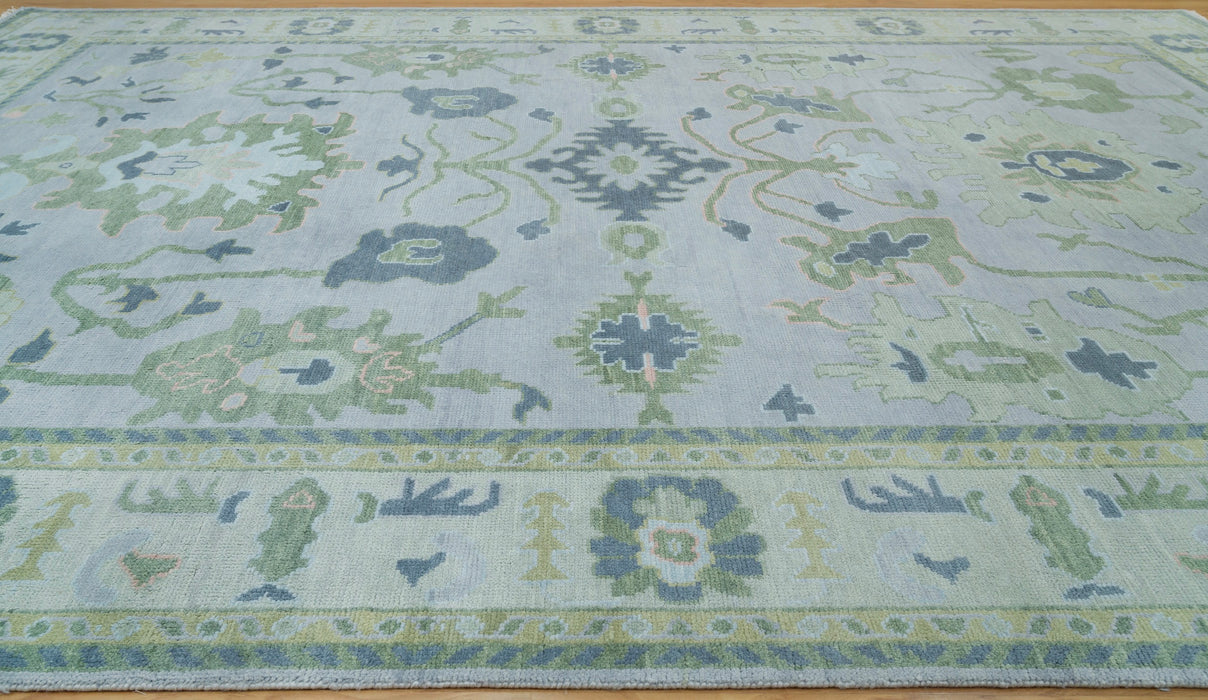 Alara Hand-Knotted Indian Oushak Wool Rug - Periwinkle, Sapphire and Basil