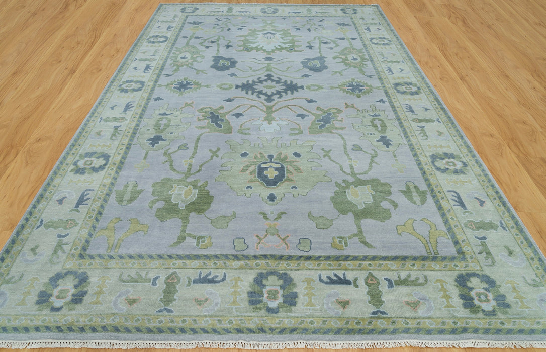 Alara Hand-Knotted Indian Oushak Wool Rug - Periwinkle, Sapphire and Basil