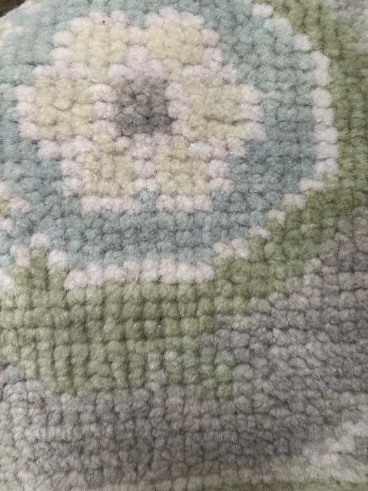 Akdeniz Hand-Knotted Oushak Indian Wool Rug -  Ivory, Lemon, Sapphire, Turquoise, Dove and Basil