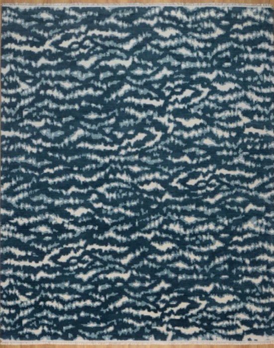 Tiger Reverse Indigo Fine Hand-Knotted Indian Wool Rug
