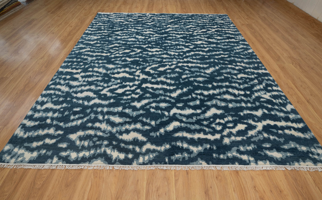 Tiger Reverse Indigo Fine Hand-Knotted Indian Wool Rug