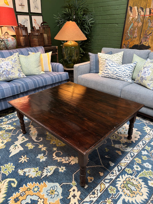 Vintage Rich Brown Polished Indian Rectangular Coffee Table