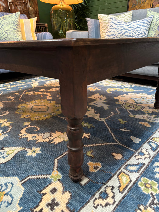 Vintage Rich Brown Polished Indian Rectangular Coffee Table