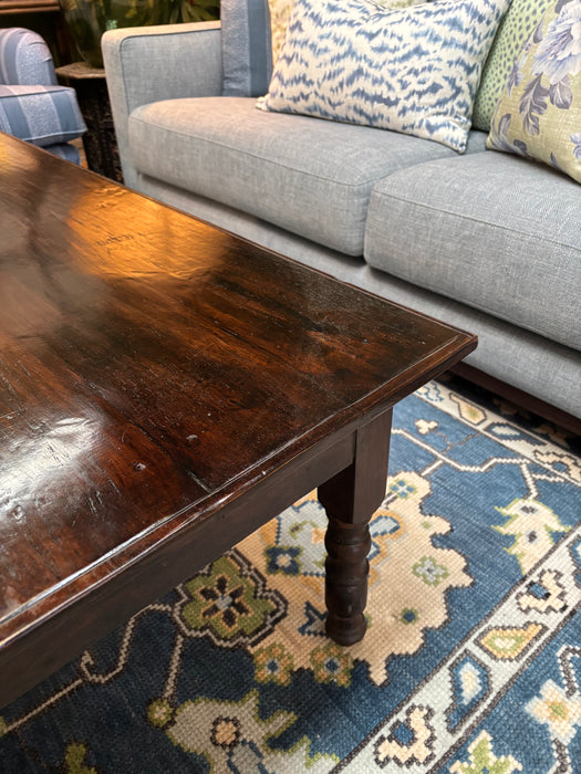 Vintage Rich Brown Polished Indian Rectangular Coffee Table