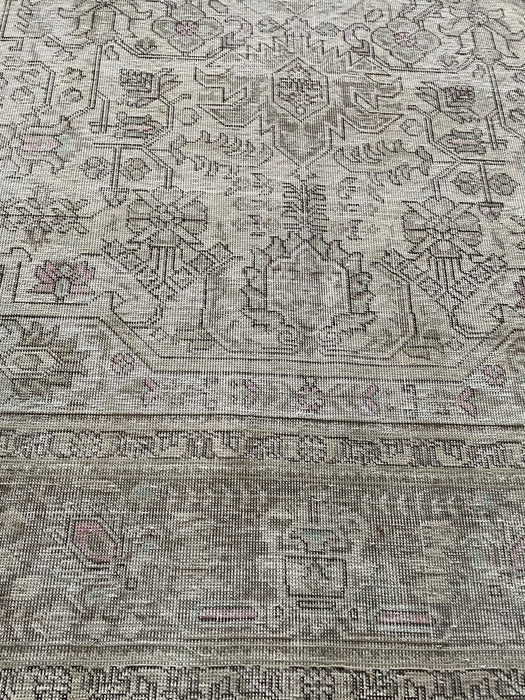 Vintage Turkish Tabriz Wool Medallion Rug - Ivory, Brown, Pink and Aquamarine - 299 x 377cm