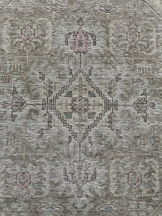 Vintage Turkish Tabriz Wool Medallion Rug - Ivory, Brown, Pink and Aquamarine - 299 x 377cm