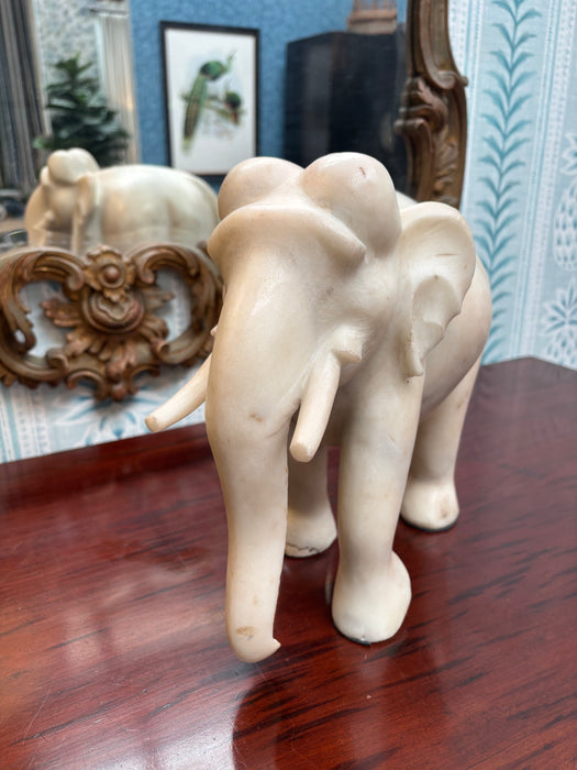 Solid White Marble Elephant (Pair Available)