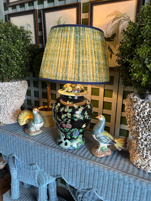 Vintage Black Floral Chinoiserie Lamp Base