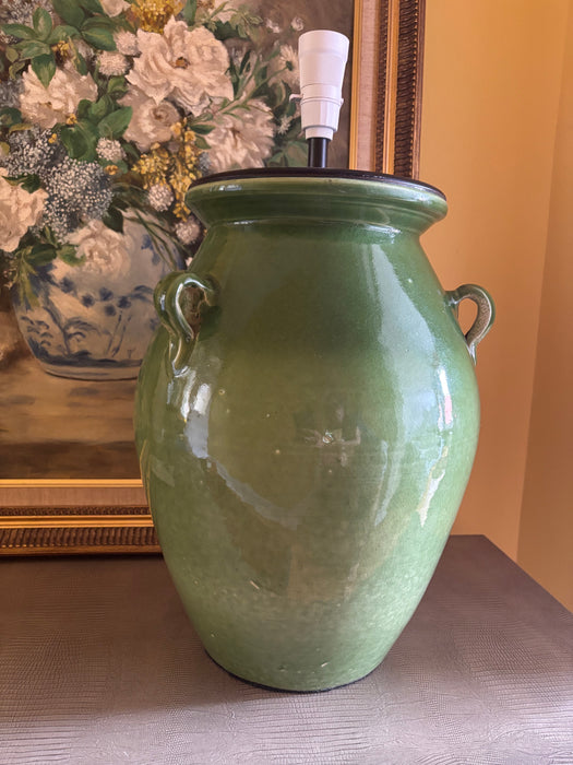 Large Vintage Green Handled Ceramic Lamp Base